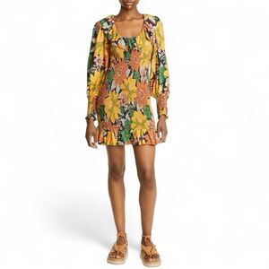 NWT Farm Rio Dress Black Garden Lenzing Ecovero Viscose Mini Size Small